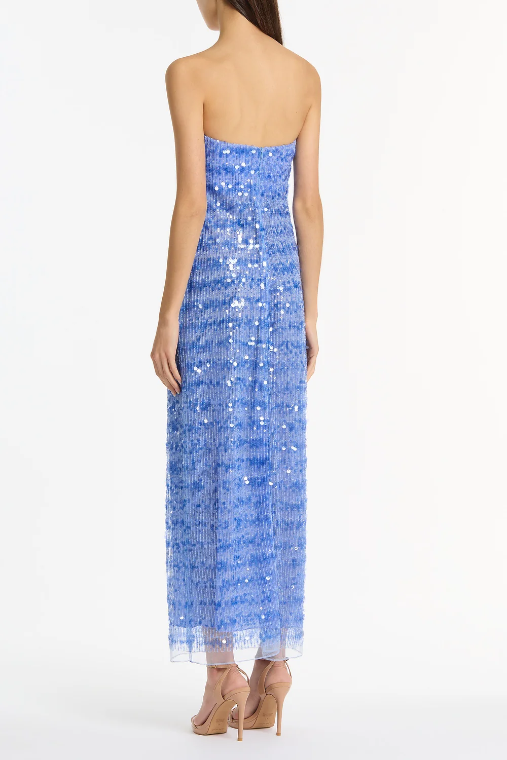 PACIFIC BLUE LINEAR SEQUIN STRAPLESS GOWN - Image 3