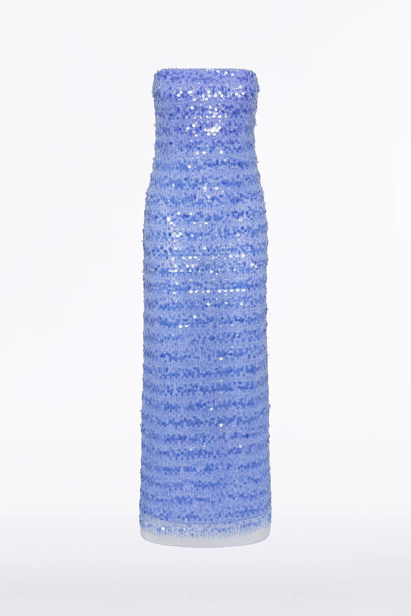 PACIFIC BLUE LINEAR SEQUIN STRAPLESS GOWN - Image 5