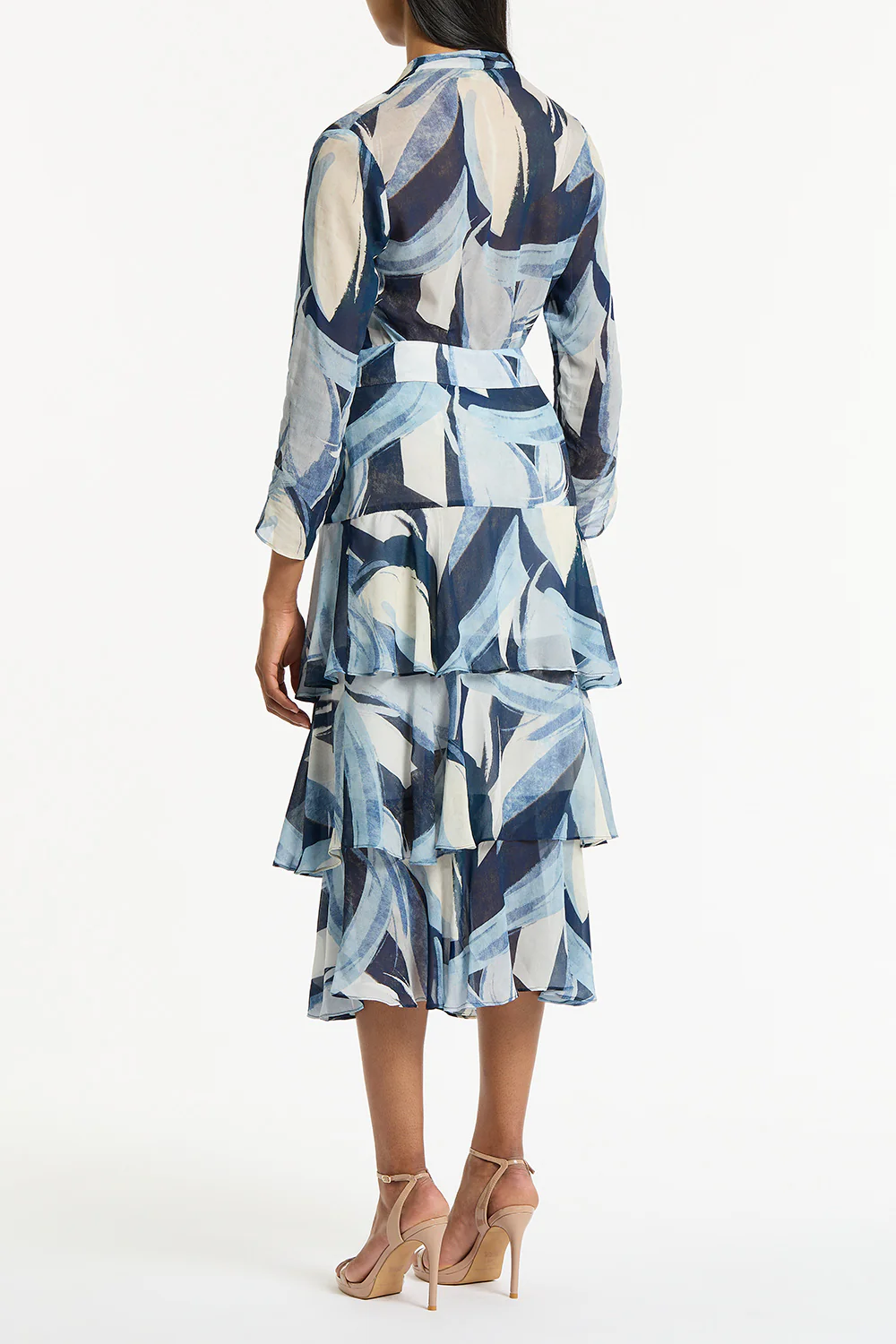 PAINTED FLORAL GEORGETTE TIERED SKIRT - Image 2