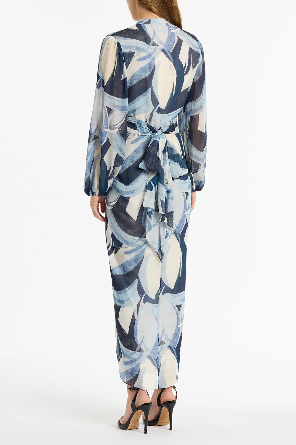 PAINTED FLORAL GEORGETTE WATERFALL DRESS - Image 2