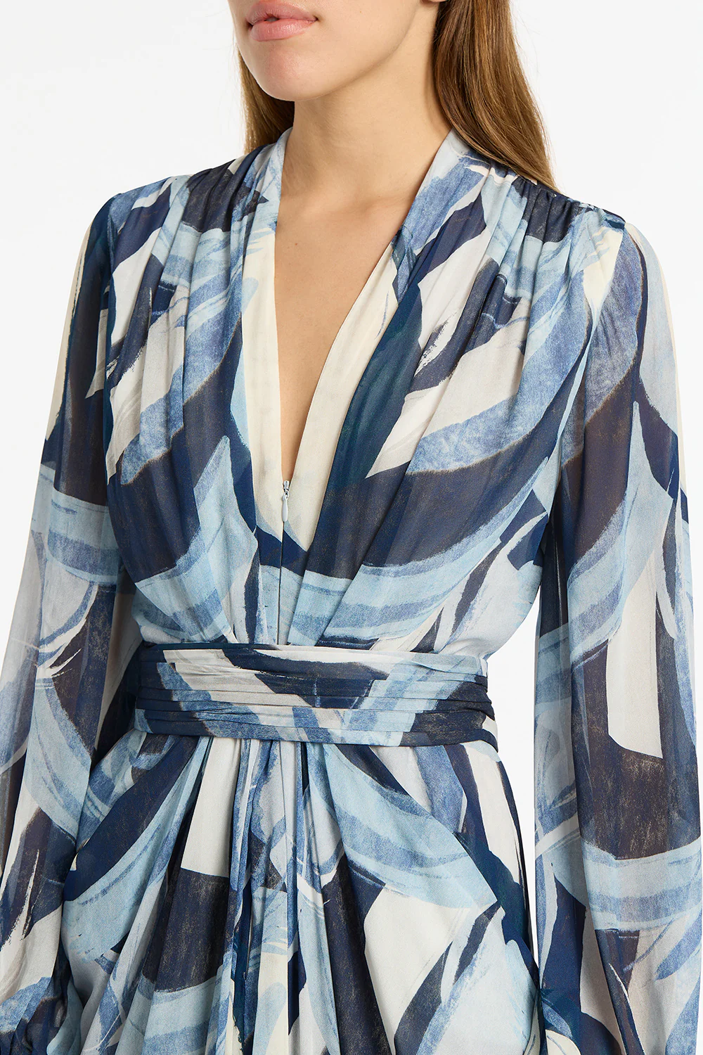 PAINTED FLORAL GEORGETTE WATERFALL DRESS - Image 4