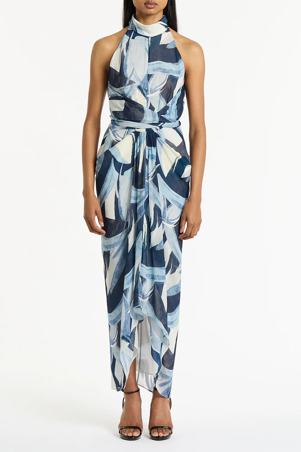 PAINTED FLORAL GEORGETTE WRAP DRESS