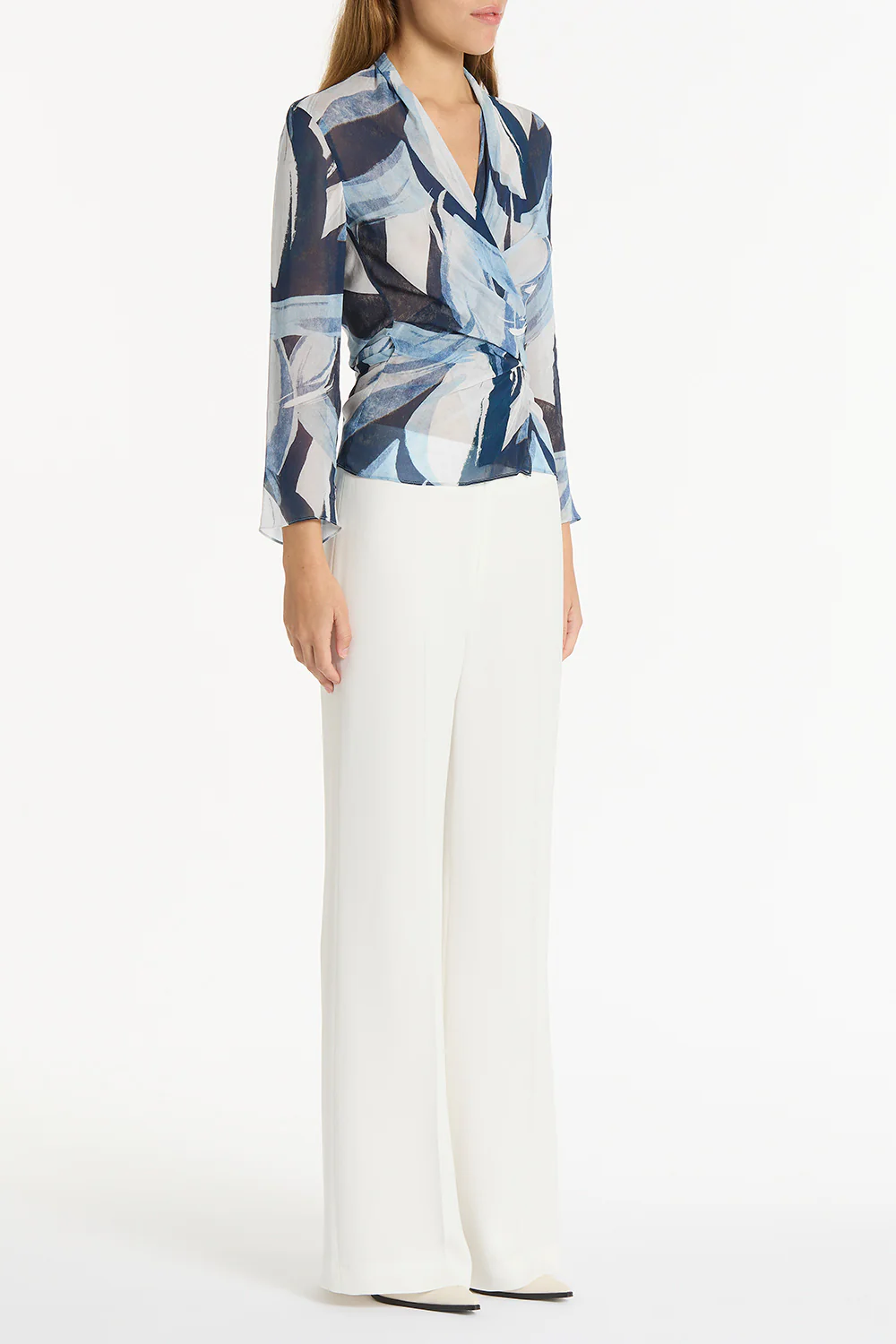 PAINTED FLORAL GEORGETTE WRAP TOP - Image 3