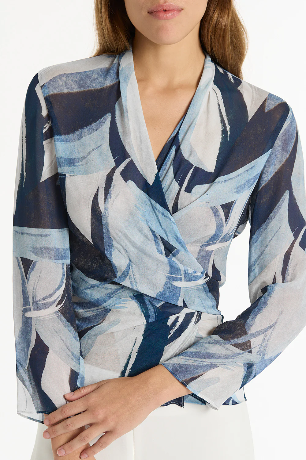 PAINTED FLORAL GEORGETTE WRAP TOP - Image 4