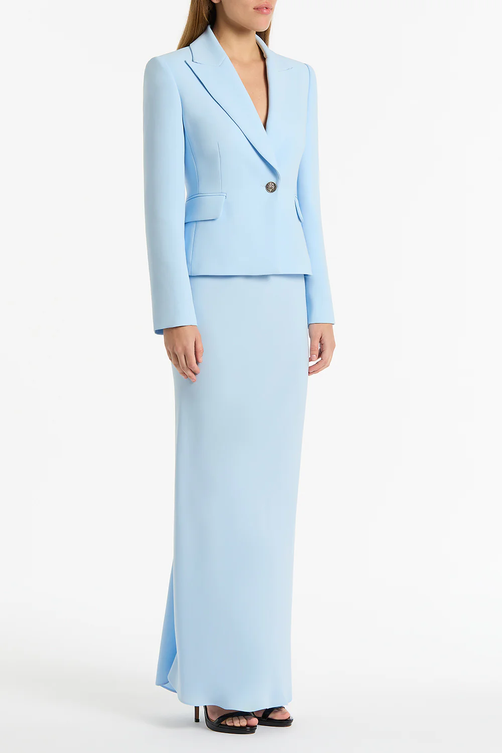 PALE BLUE CREPE BIAS SKIRT - Image 3