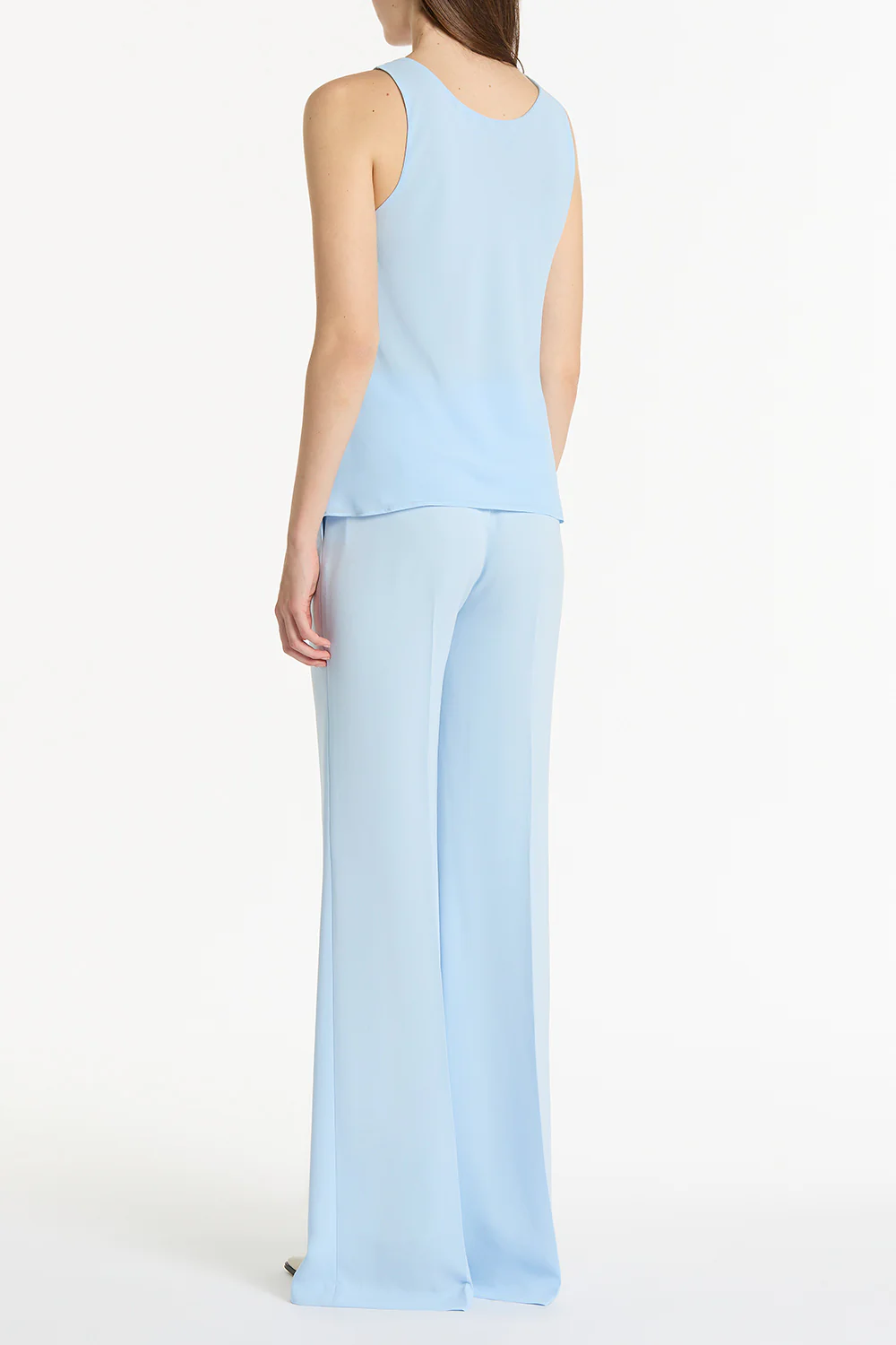 PALE BLUE CREPE LOW WAIST PANT - Image 2