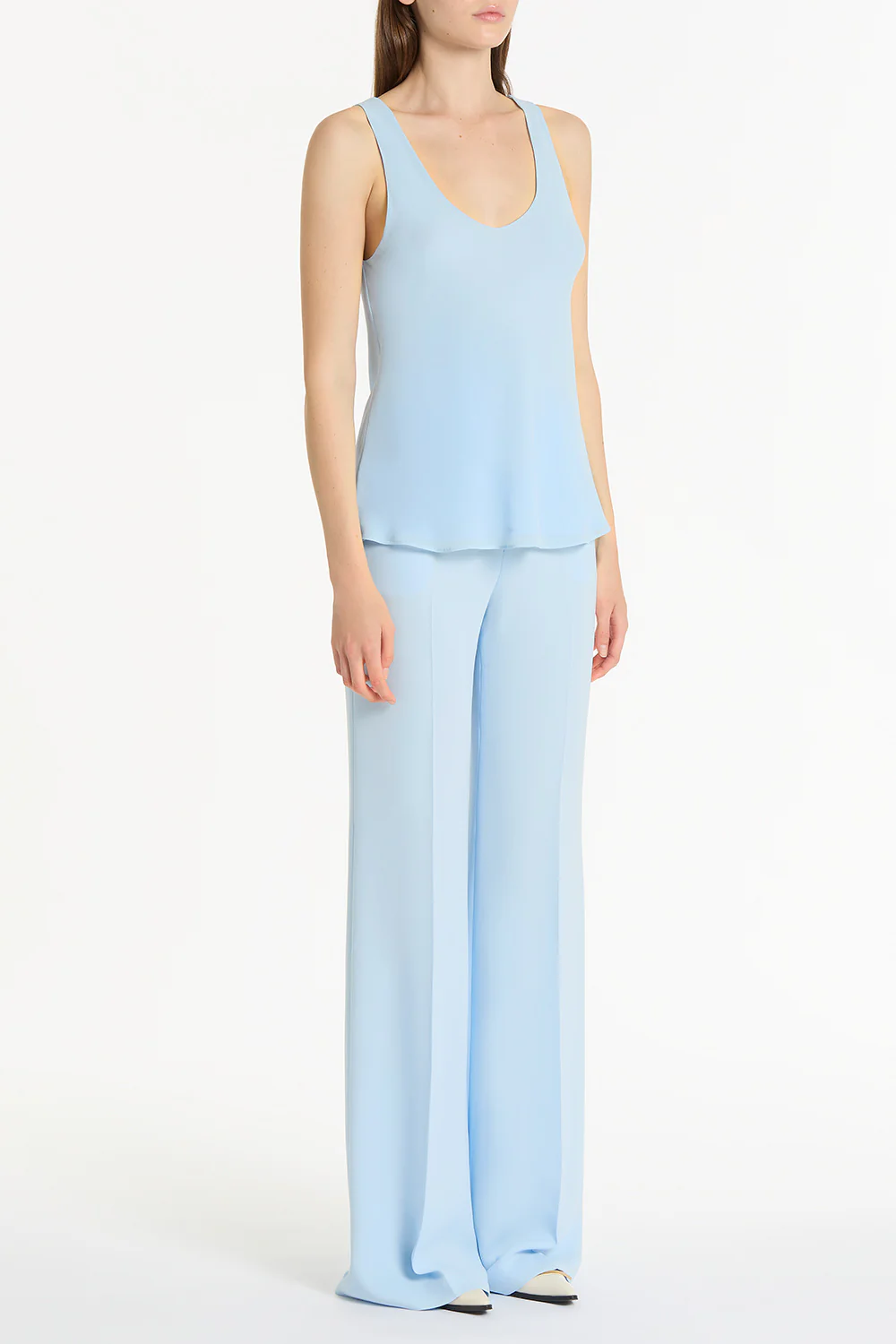 PALE BLUE CREPE LOW WAIST PANT - Image 3