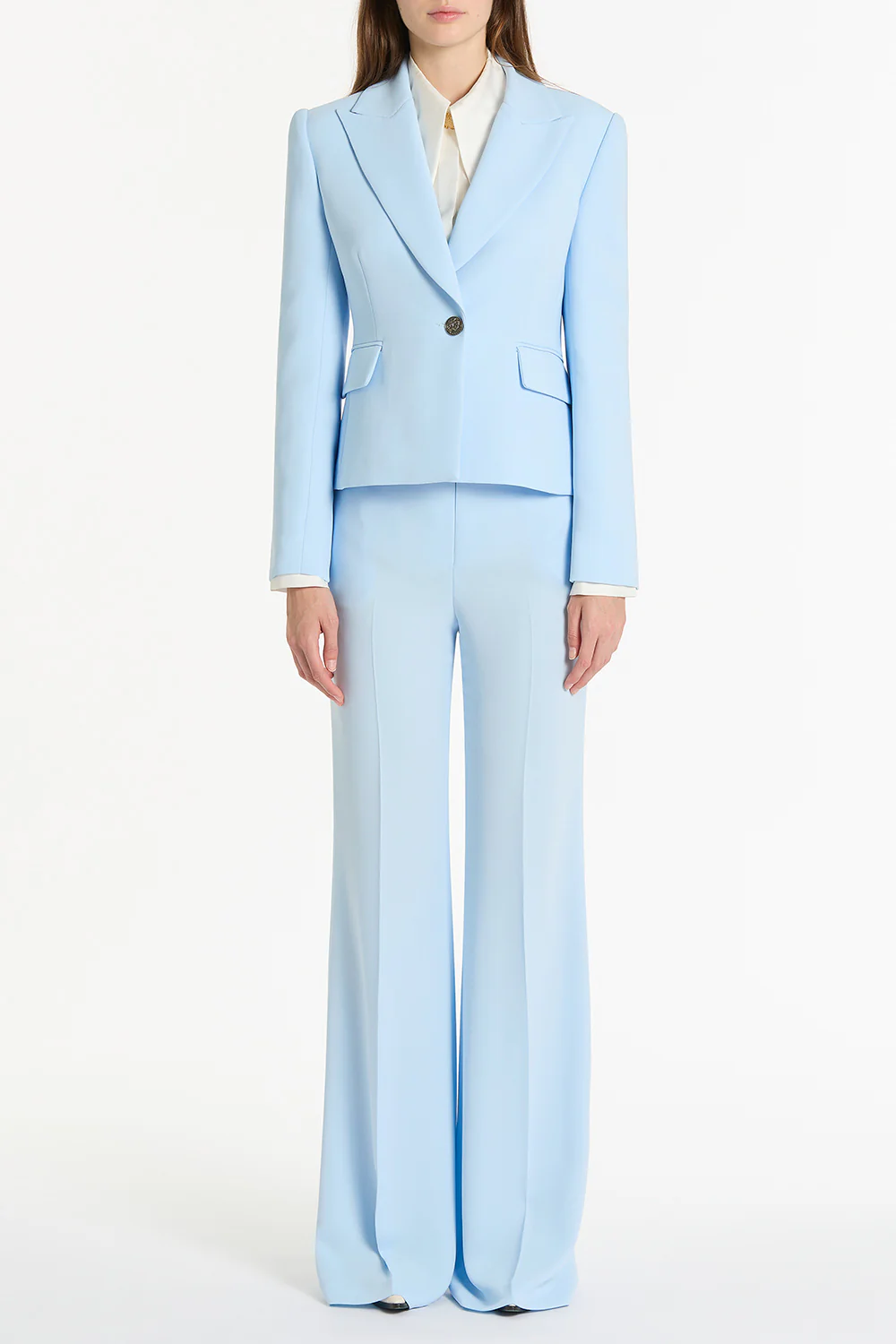PALE BLUE CREPE LOW WAIST PANT - Image 4