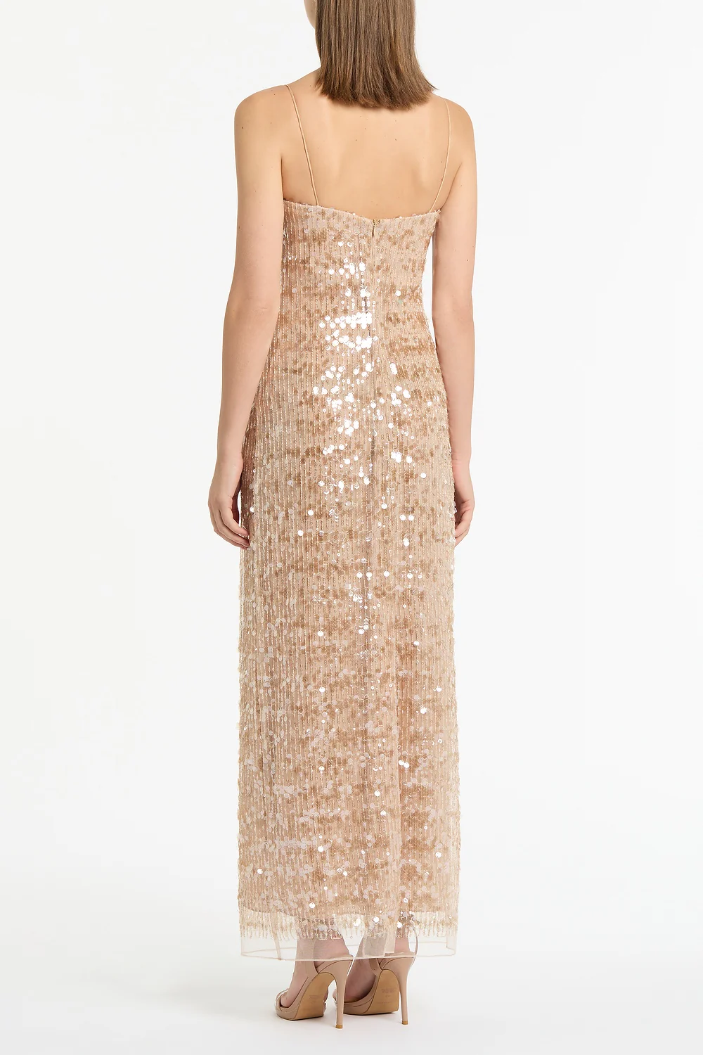 PALE GOLD LINEAR SEQUIN GOWN - Image 3