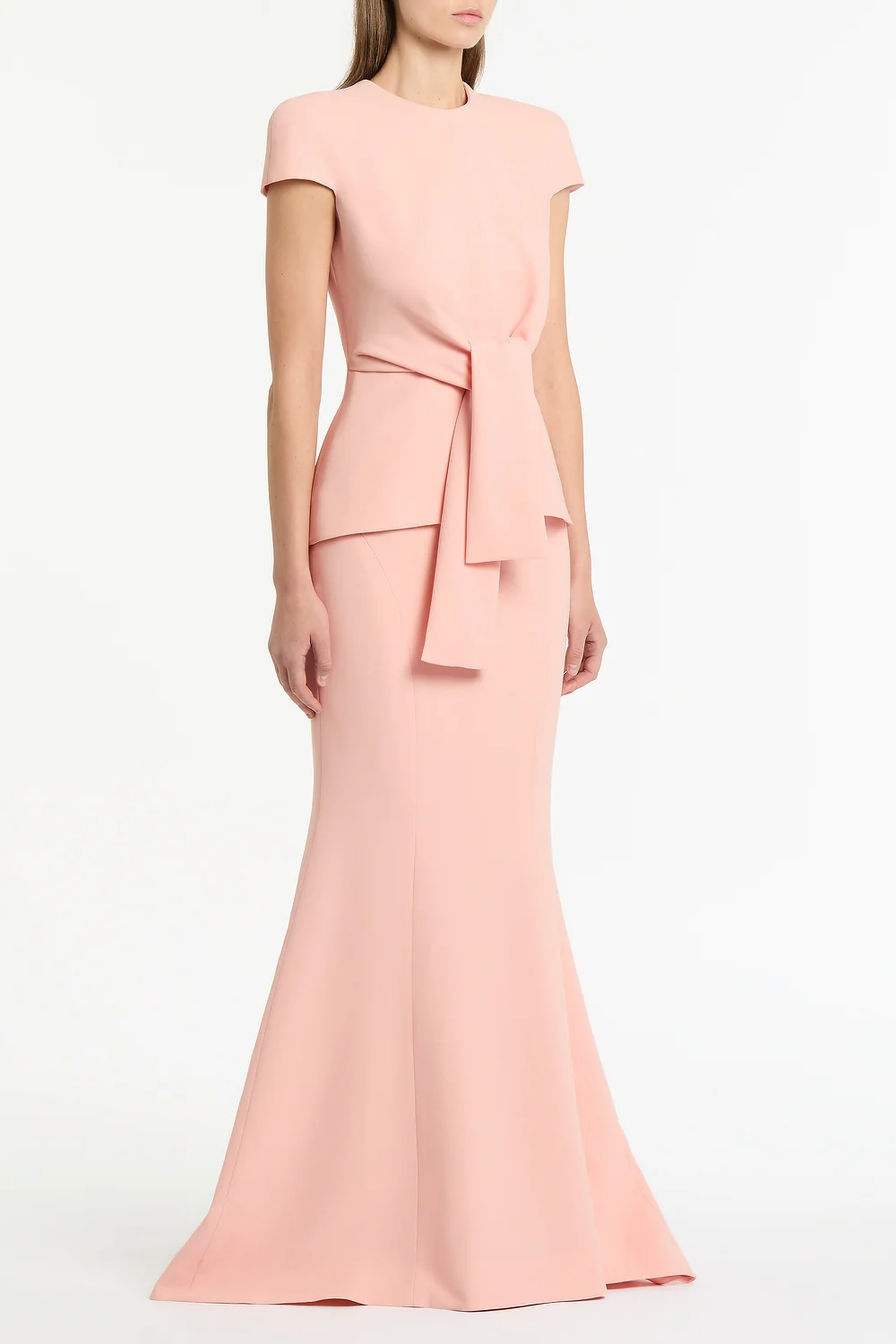 PALE ROSE CREPE CAP SLEEVE TIE TOP - Image 2