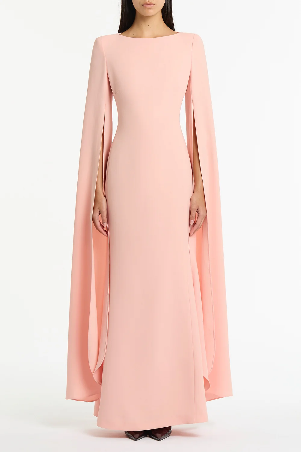 PALE ROSE CREPE CELEBRATION SLEEVE GOWN