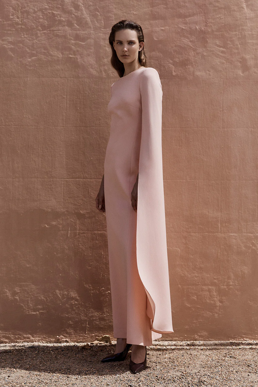 PALE ROSE CREPE CELEBRATION SLEEVE GOWN - Image 4