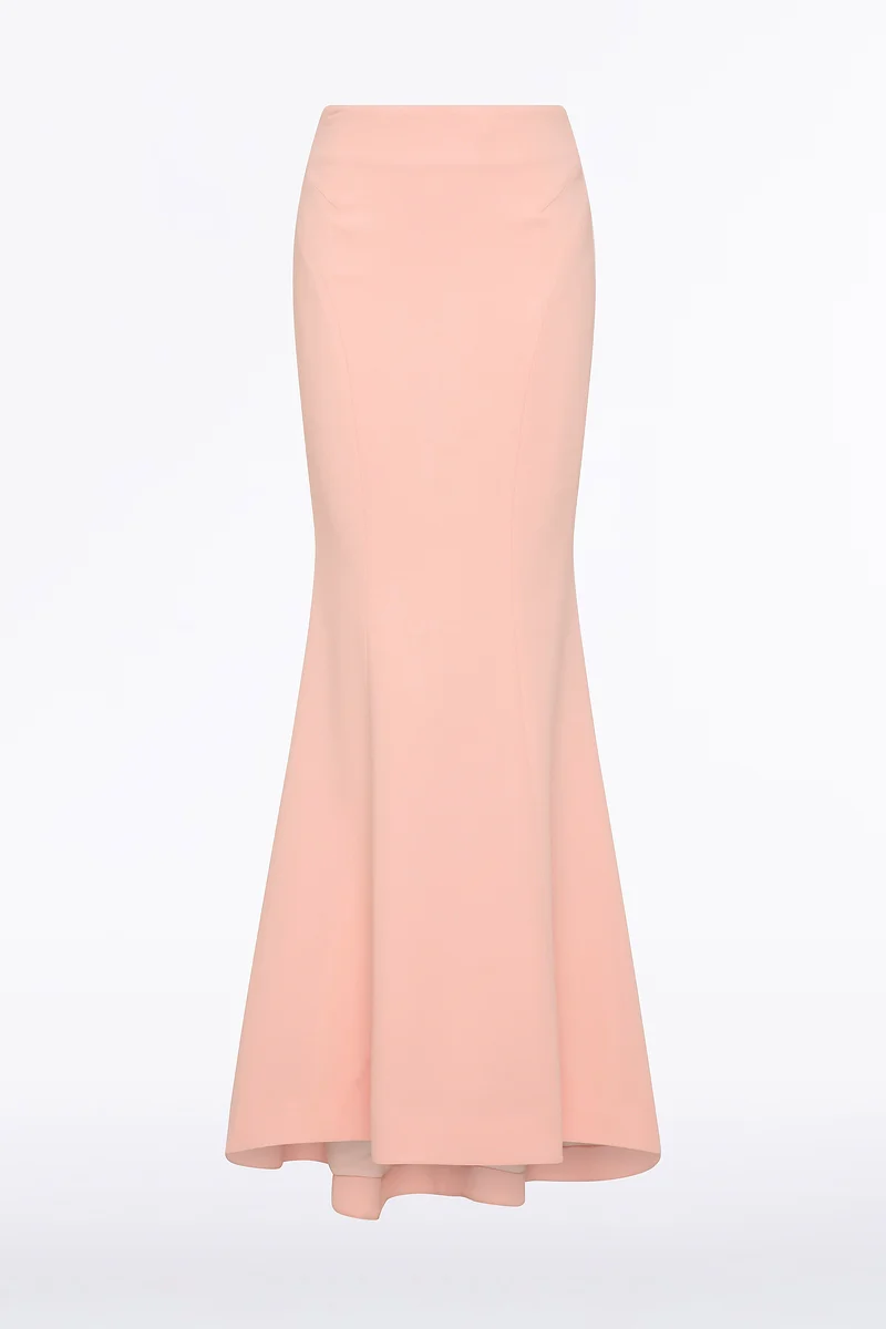 PALE ROSE CREPE FISHTAIL MAXI SKIRT - Image 5
