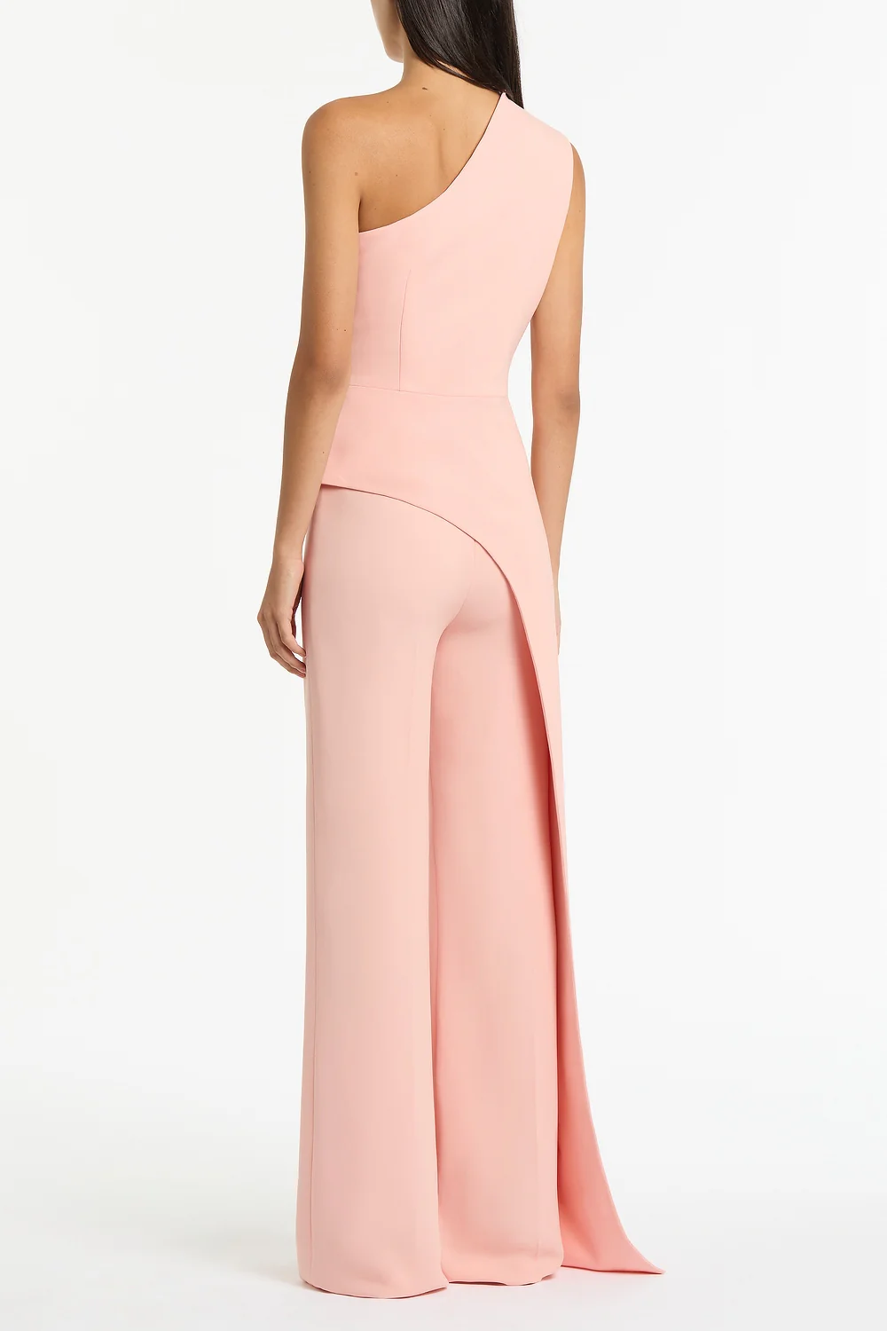 PALE ROSE CREPE ONE SHOULDER LONGLINE TOP - Image 3