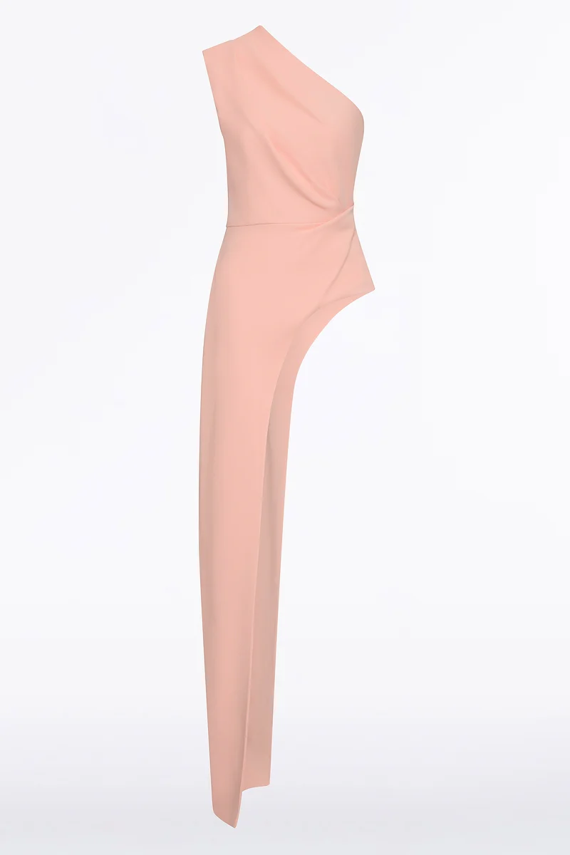 PALE ROSE CREPE ONE SHOULDER LONGLINE TOP - Image 5