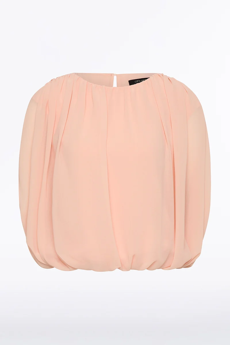 PALE ROSE GEORGETTE GATHERED CAPELET TOP - Image 6