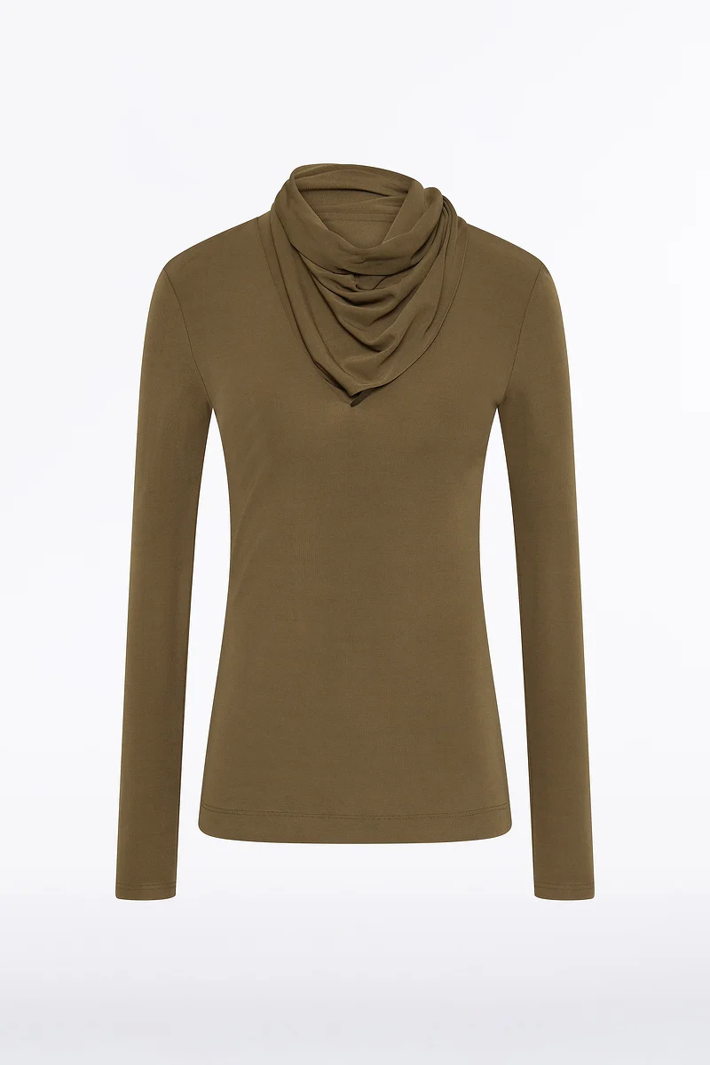 PALM MATTE JERSEY LONG SLEEVE SCARF TOP - Image 5