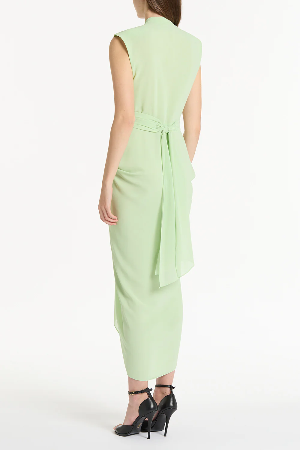 PERIDOT GEORGETTE SLEEVELESS WATERFALL DRESS - Image 2