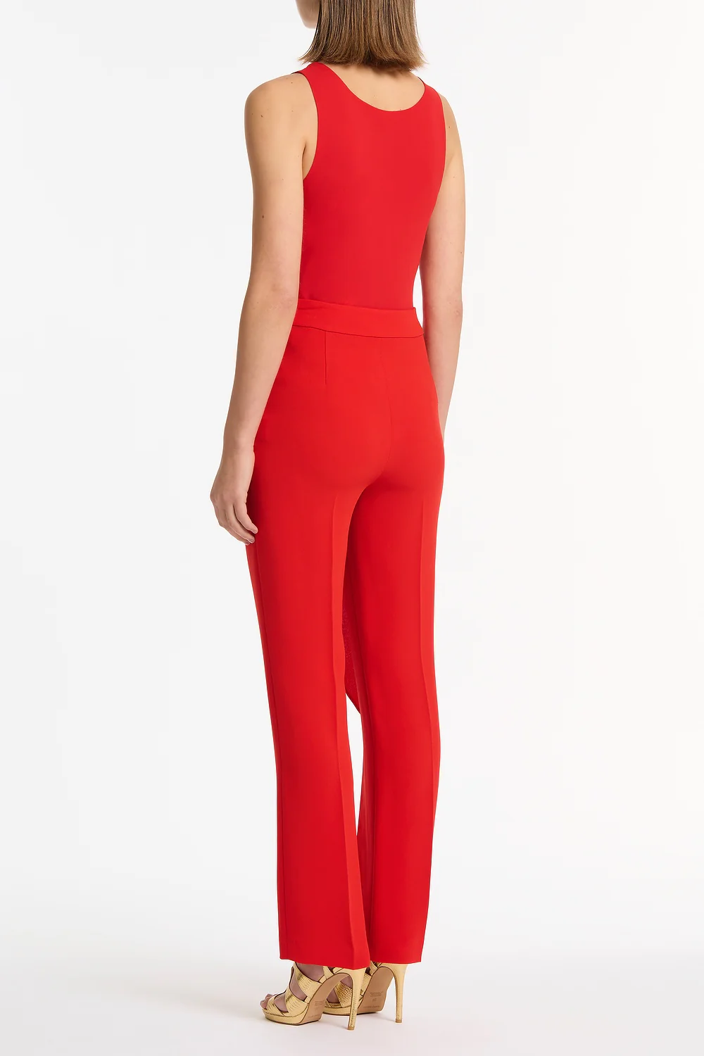 RED CREPE DRAPE FRONT PANT - Image 3