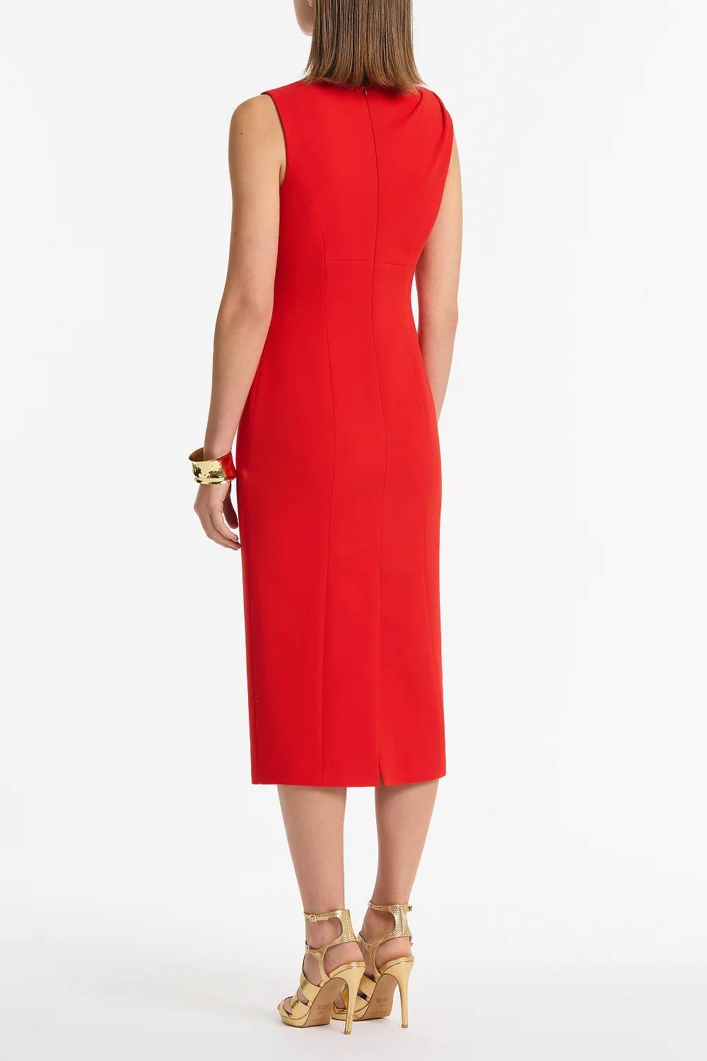RED CREPE LEAF MIDI DRESS - Image 3