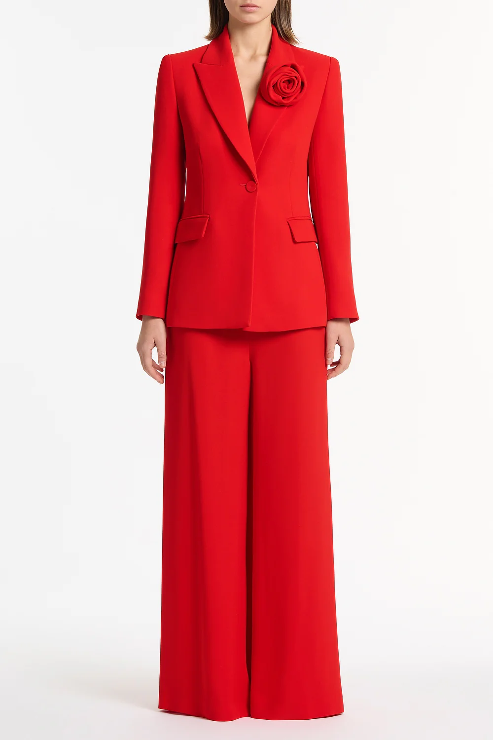 RED CREPE PALAZZO  PANT