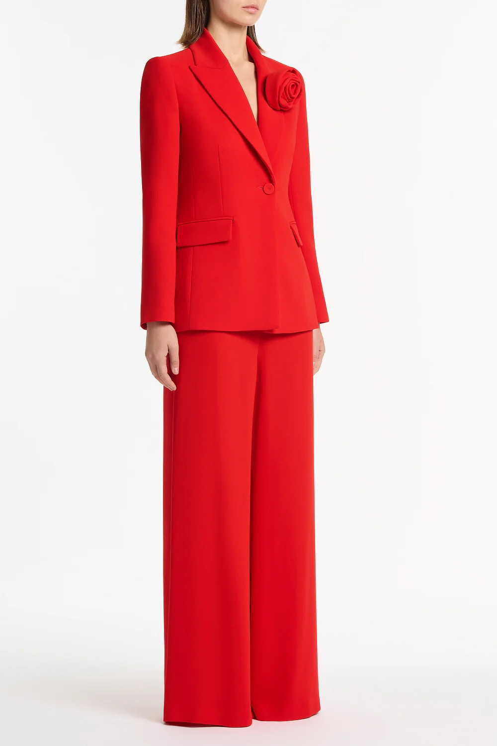 RED CREPE PALAZZO  PANT - Image 2