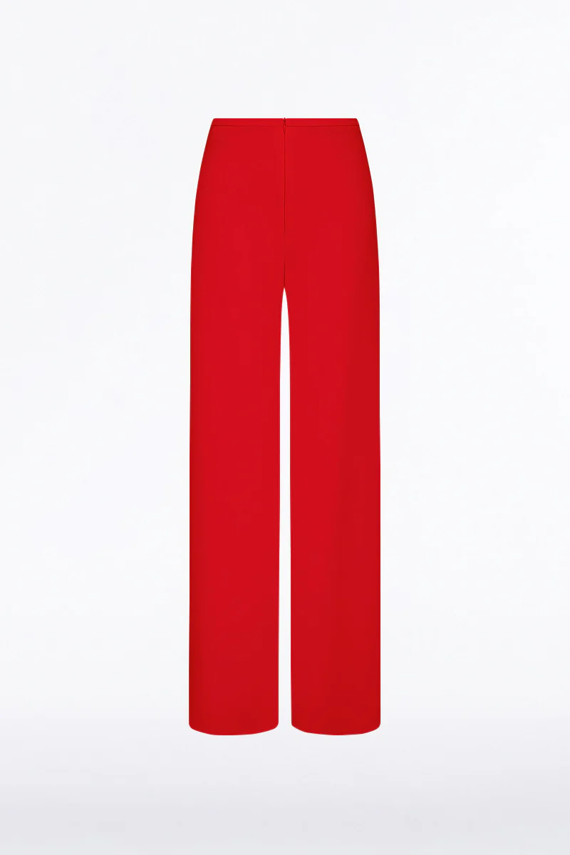RED CREPE PALAZZO  PANT - Image 5