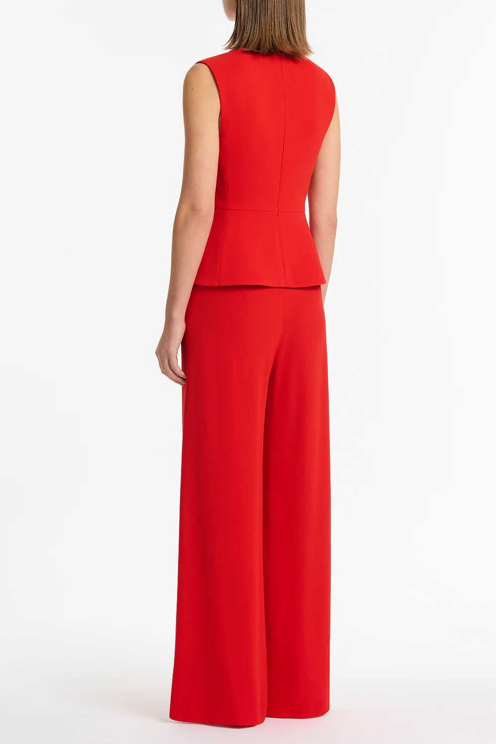 RED CREPE PEPLUM TOP - Image 3