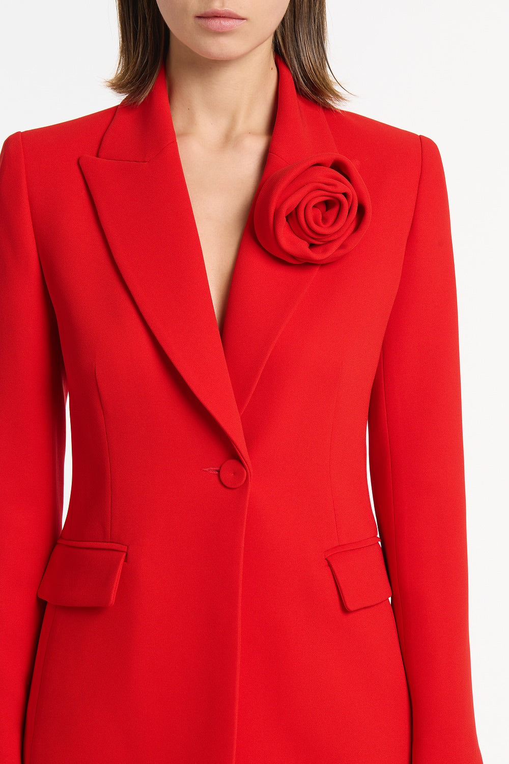 RED CREPE ROSE JACKET - Image 4