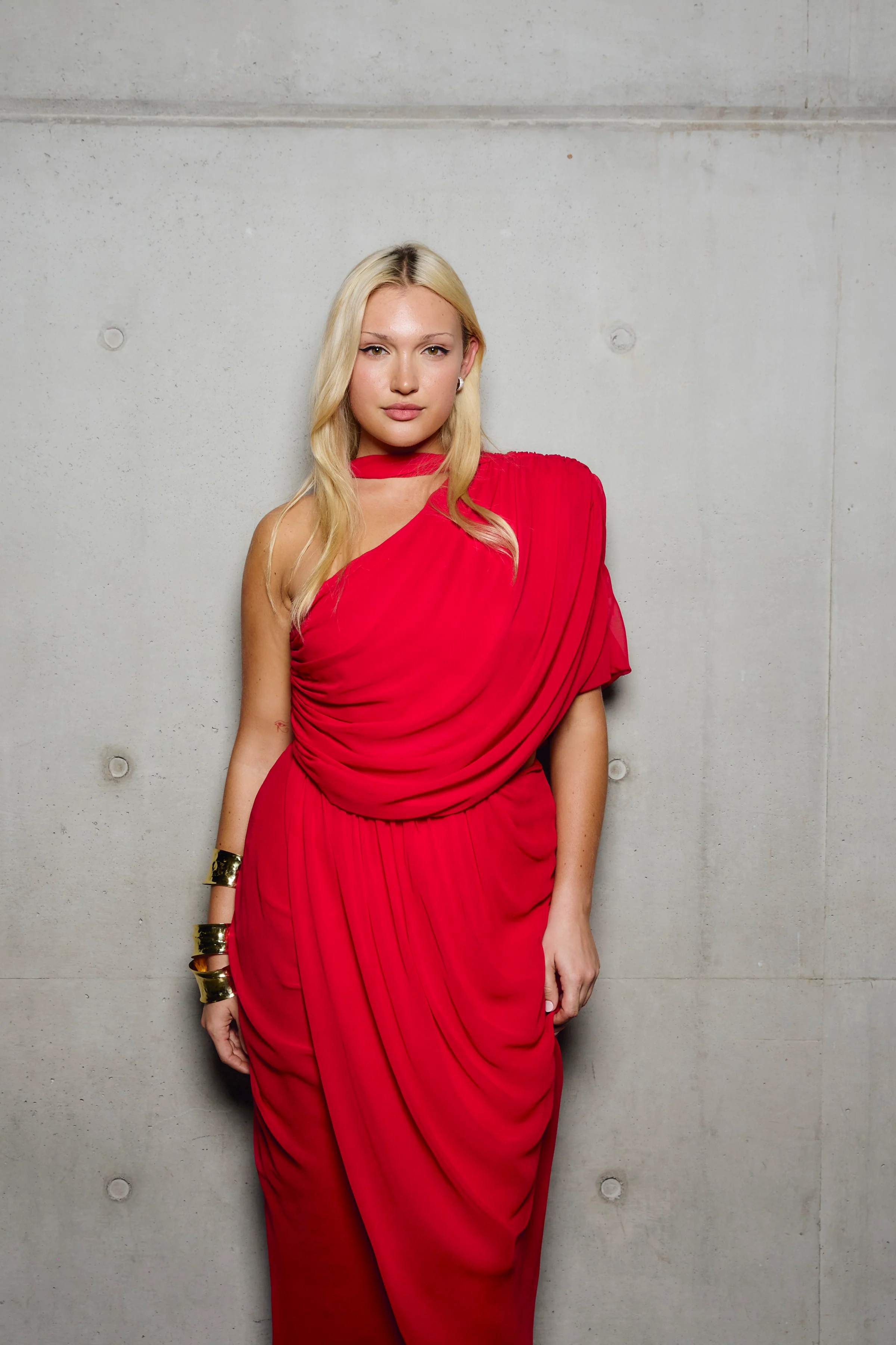 RED GEORGETTE DRAPE WRAP SKIRT - Image 5