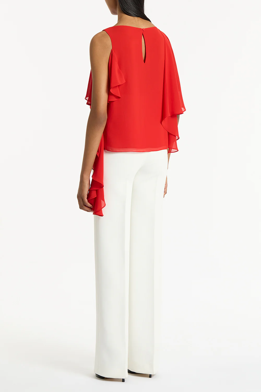 RED GEORGETTE HIGH LOW TOP - Image 2