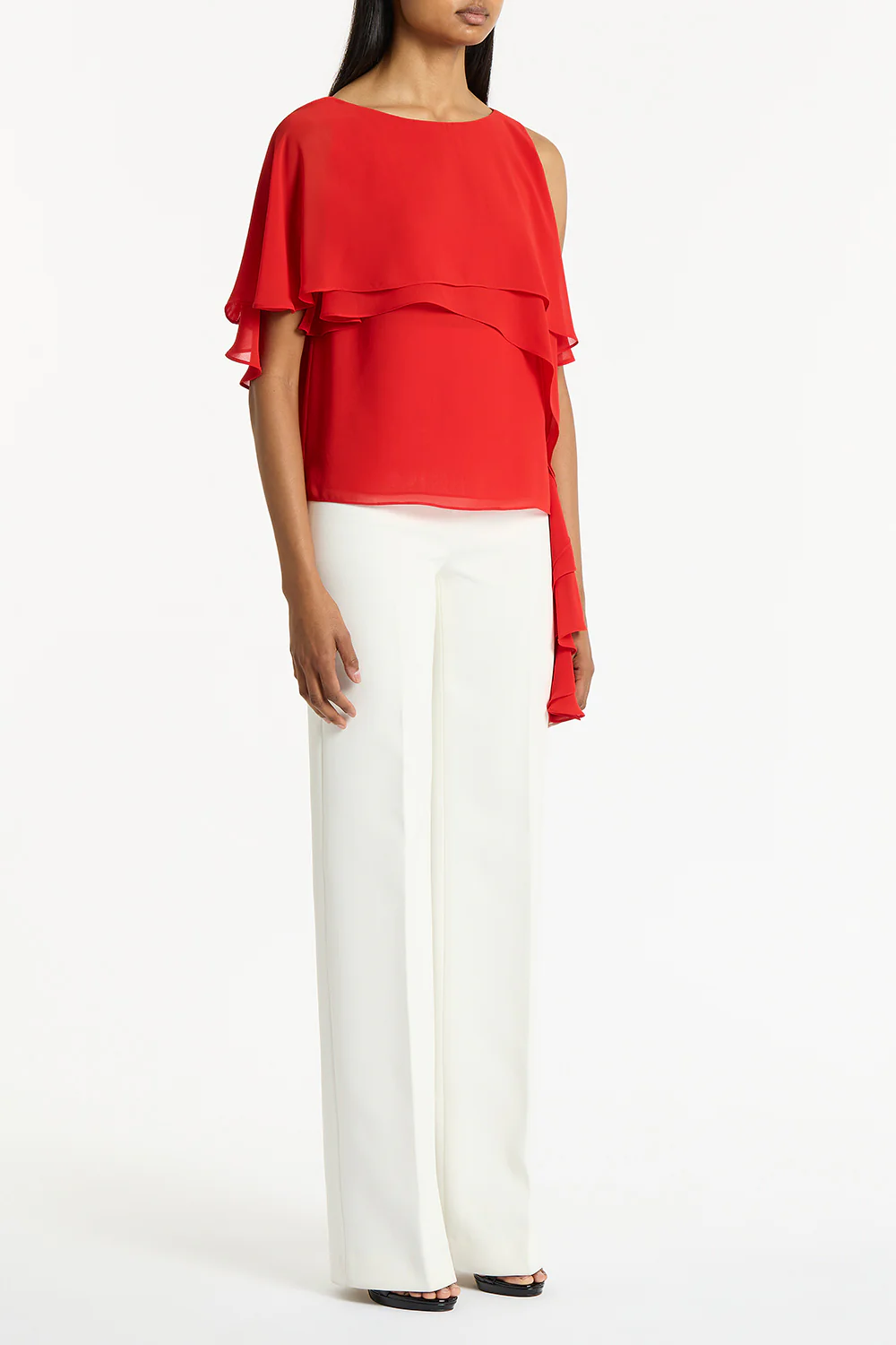 RED GEORGETTE HIGH LOW TOP - Image 3