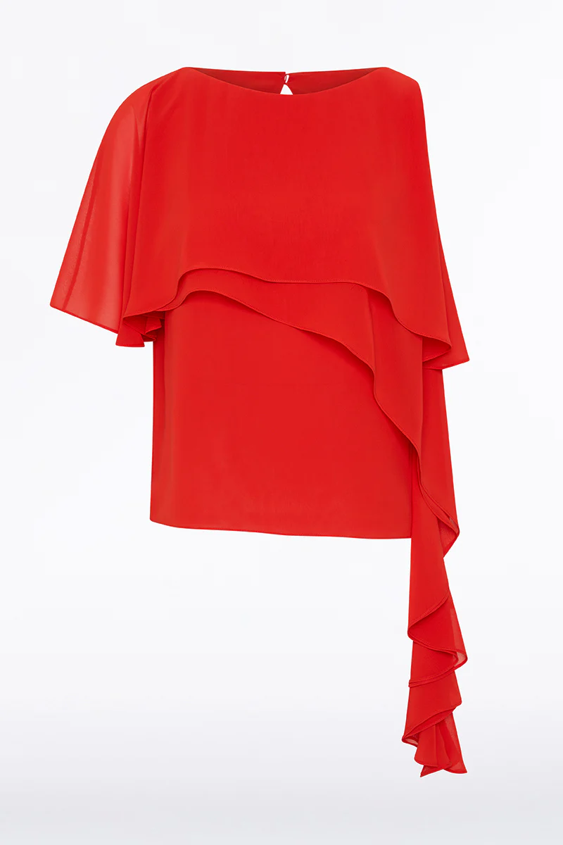 RED GEORGETTE HIGH LOW TOP - Image 5