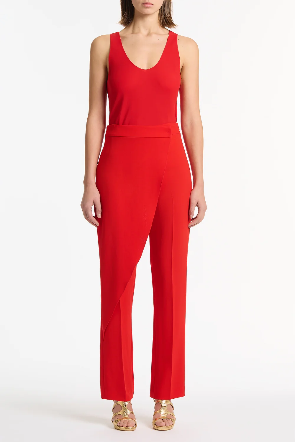 RED GEORGETTE SCOOP NECK CAMI