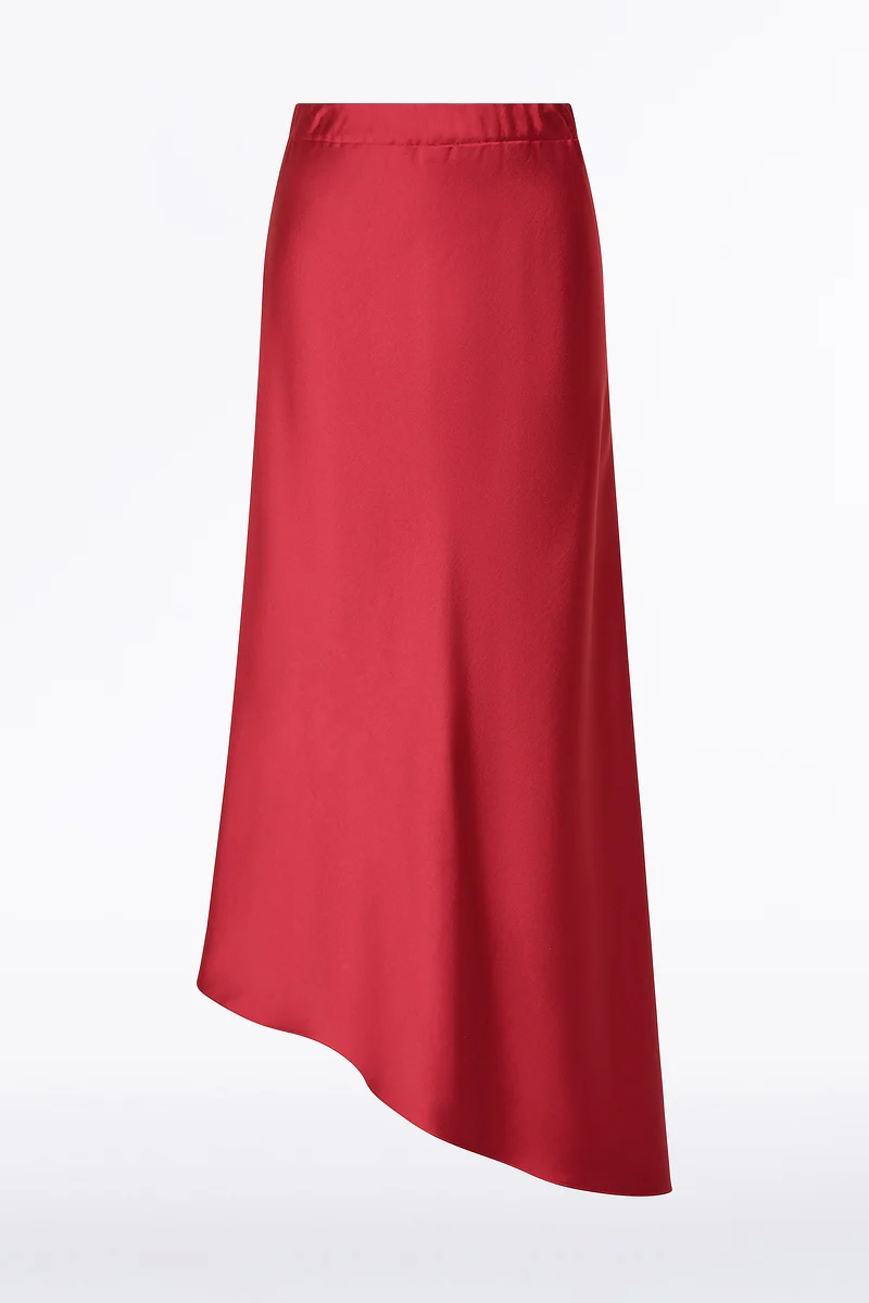 RIO RED SATIN ASYMMETRIC BIAS SKIRT - Image 4