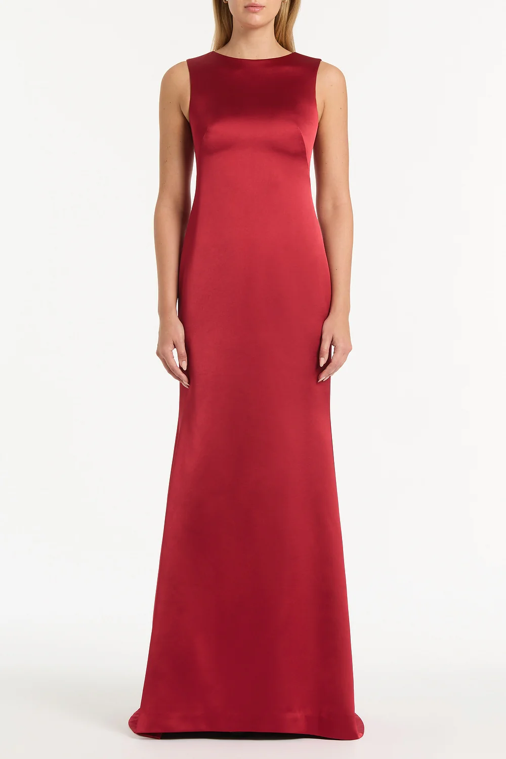 RIO RED SATIN CAPE DRESS - Image 5