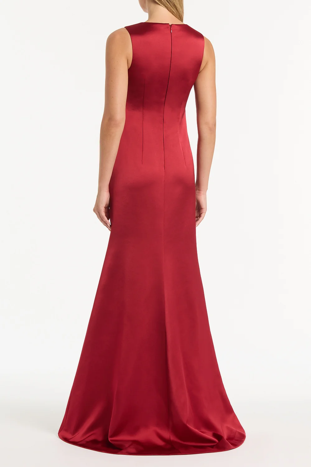 RIO RED SATIN CAPE DRESS - Image 7