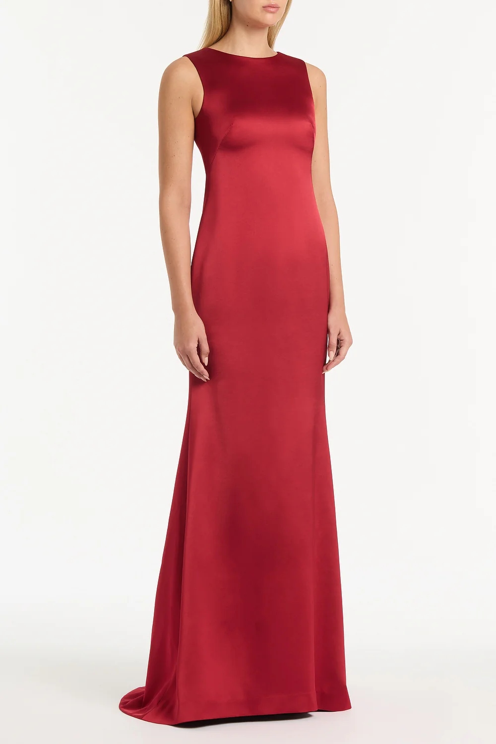 RIO RED SATIN FISHTAIL GOWN - Image 2