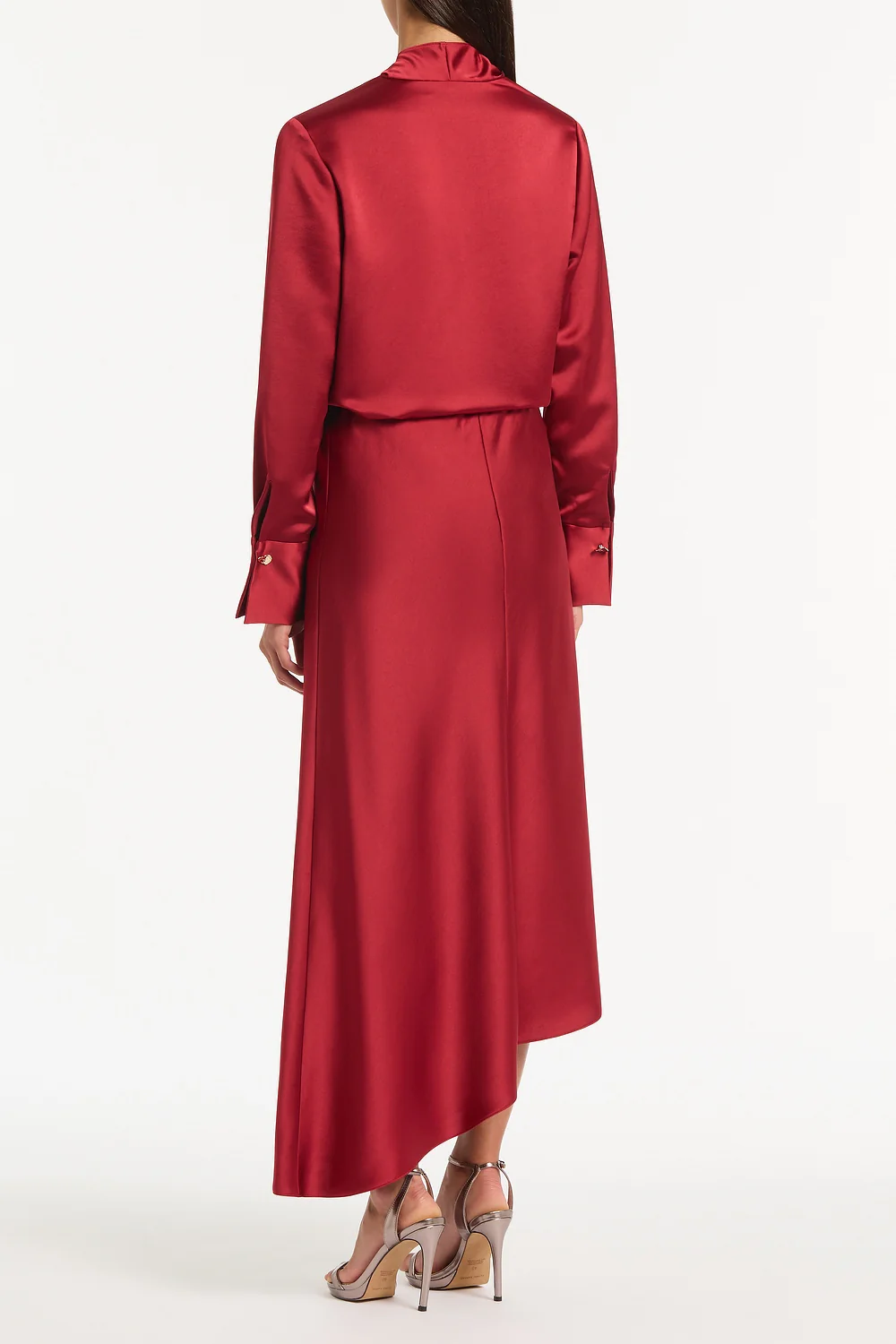 RIO RED SATIN TIE FRONT BLOUSE - Image 2