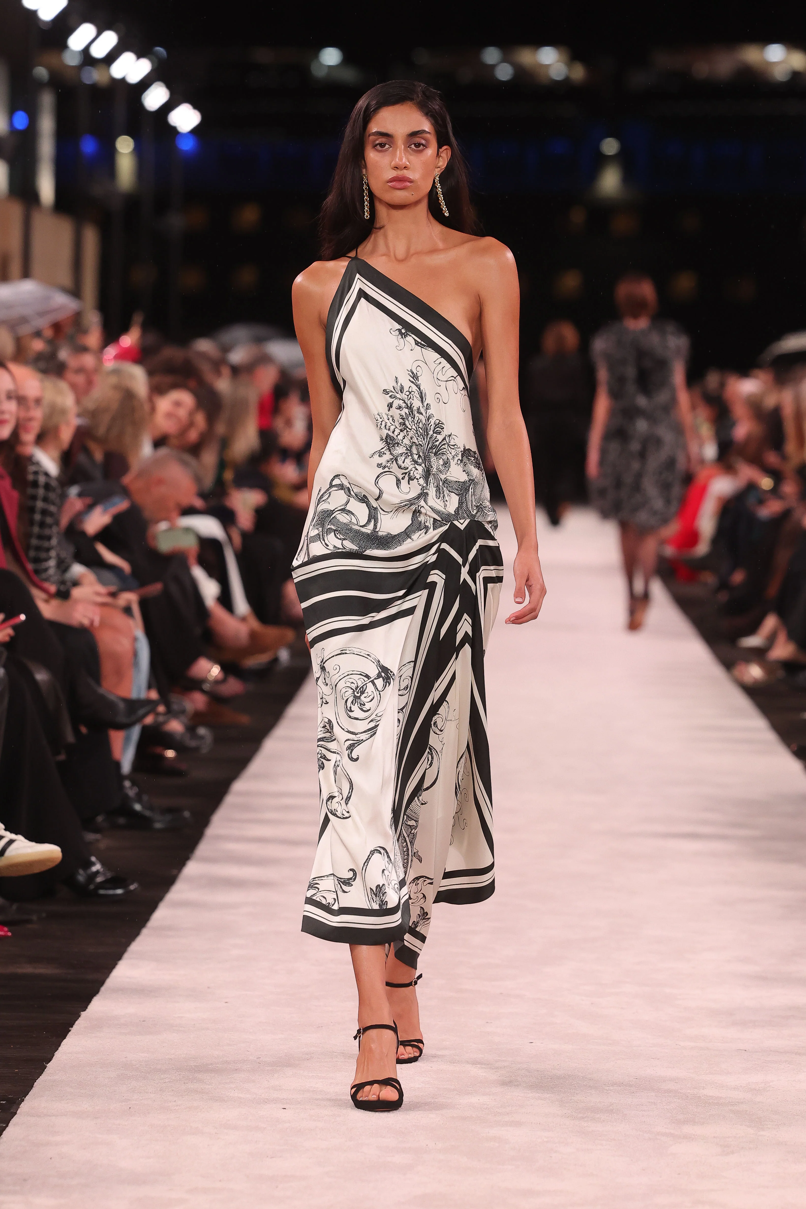ROCOCO SILK TWILL ASYMMETRICAL SCARF GOWN