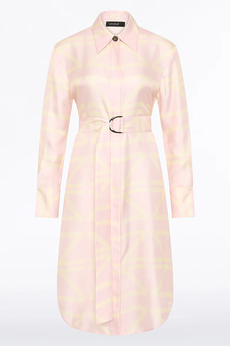 ROSA GRID SILK TWILL RELAXED SHIRT DRESS - Image 5