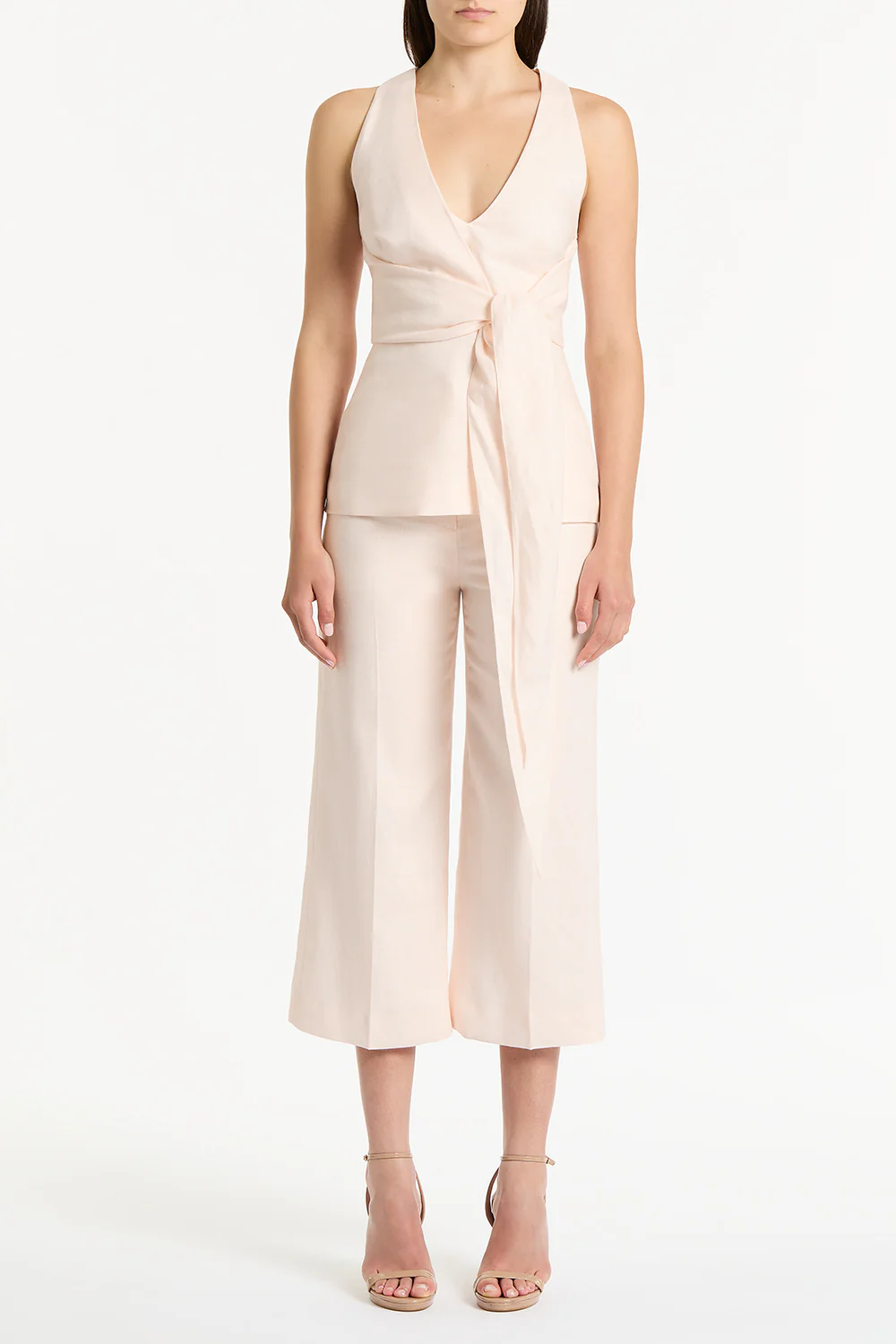 ROSA LINEN V-NECK WRAP TOP