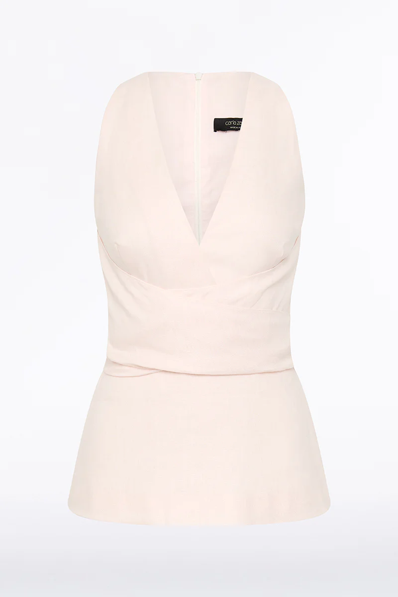 ROSA LINEN V-NECK WRAP TOP - Image 6