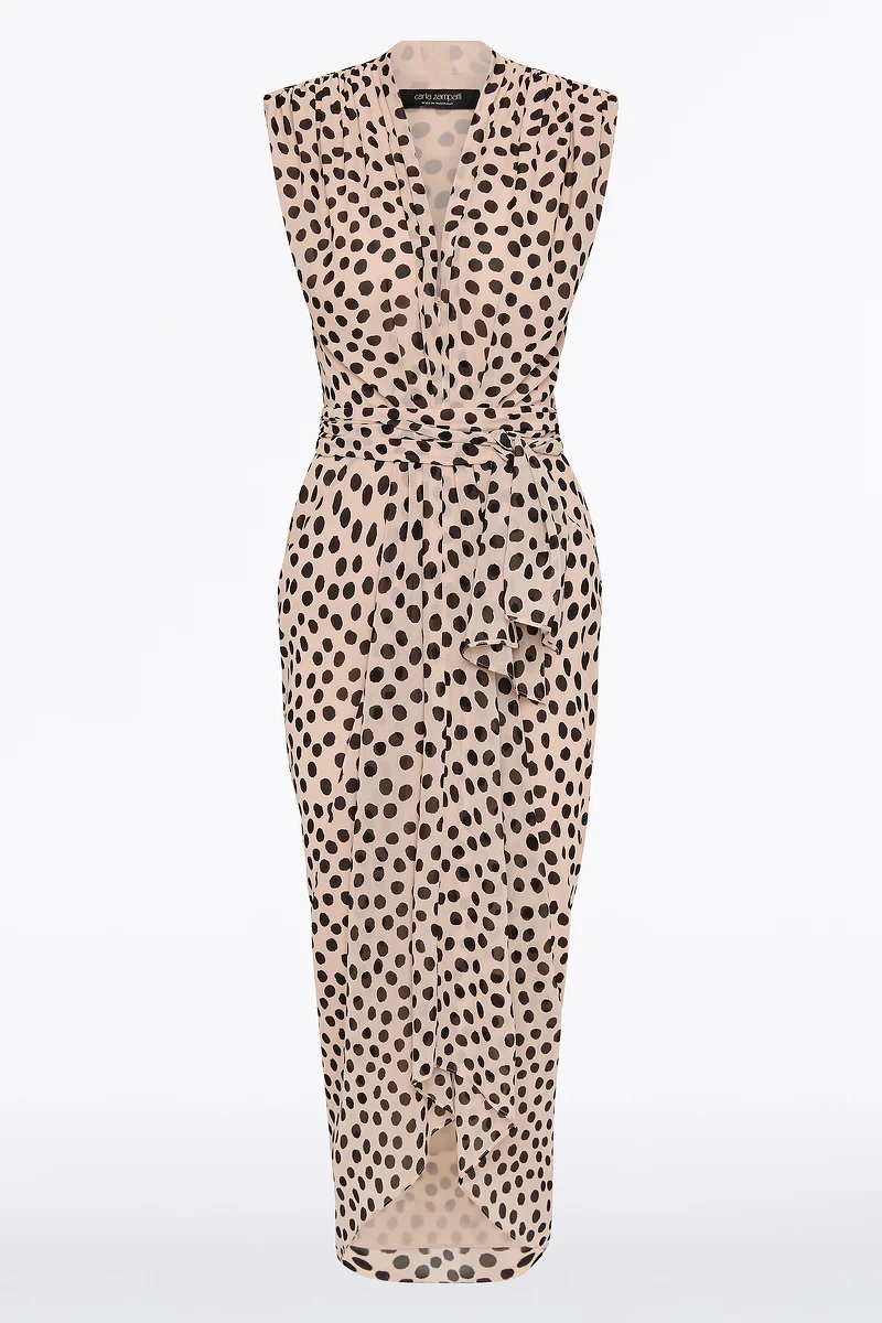 ROSA SPOT GEORGETTE SLEEVELESS WATERFALL DRESS - Image 5