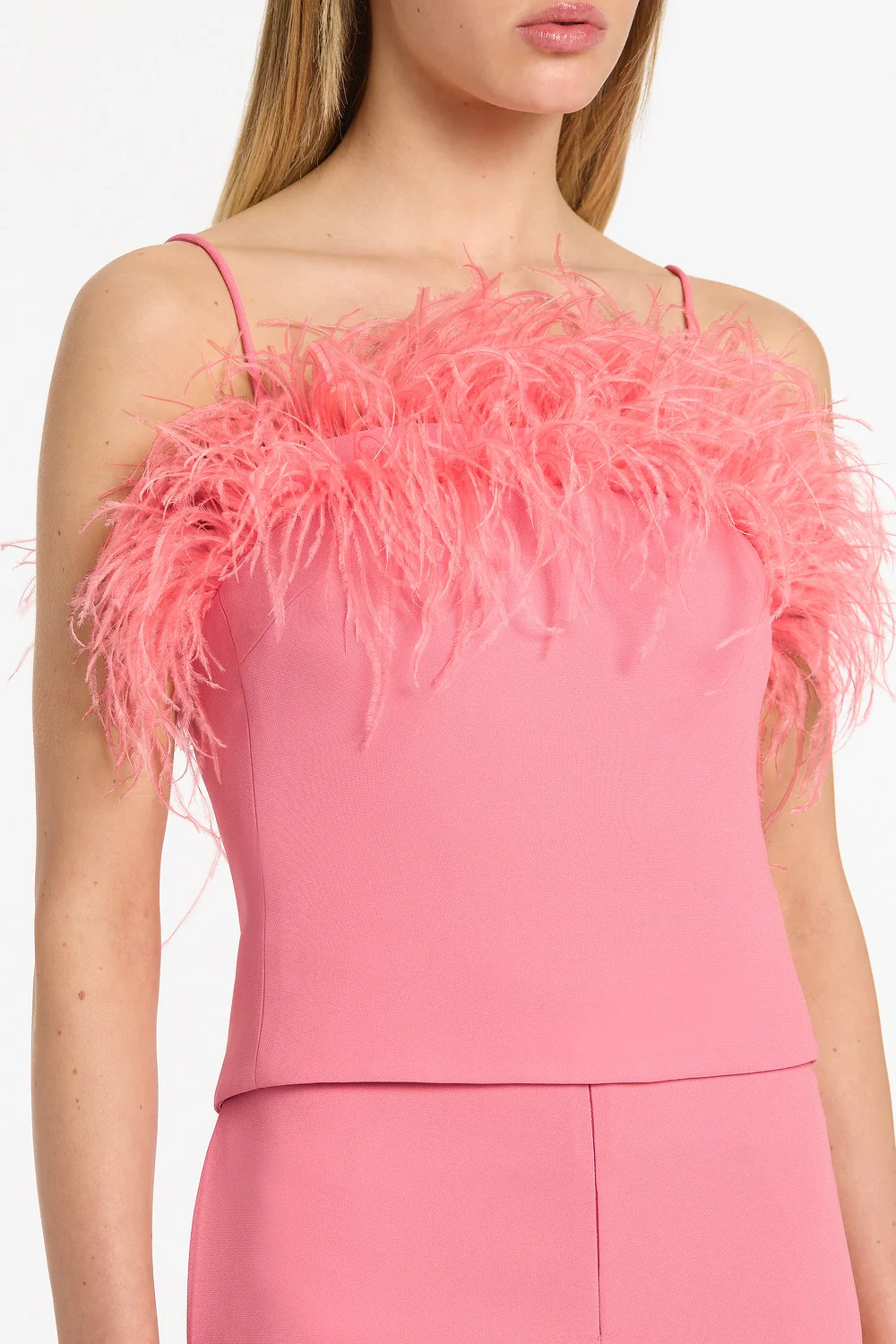 ROSE PINK CREPE FEATHER TOP - Image 4