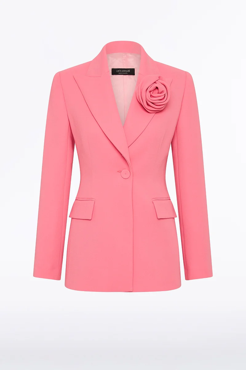 ROSE PINK CREPE ROSE BLAZER - Image 5