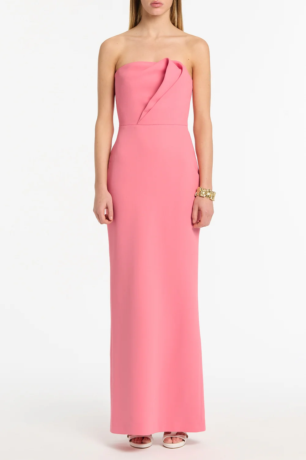 ROSE PINK CREPE SCULPTURAL GOWN