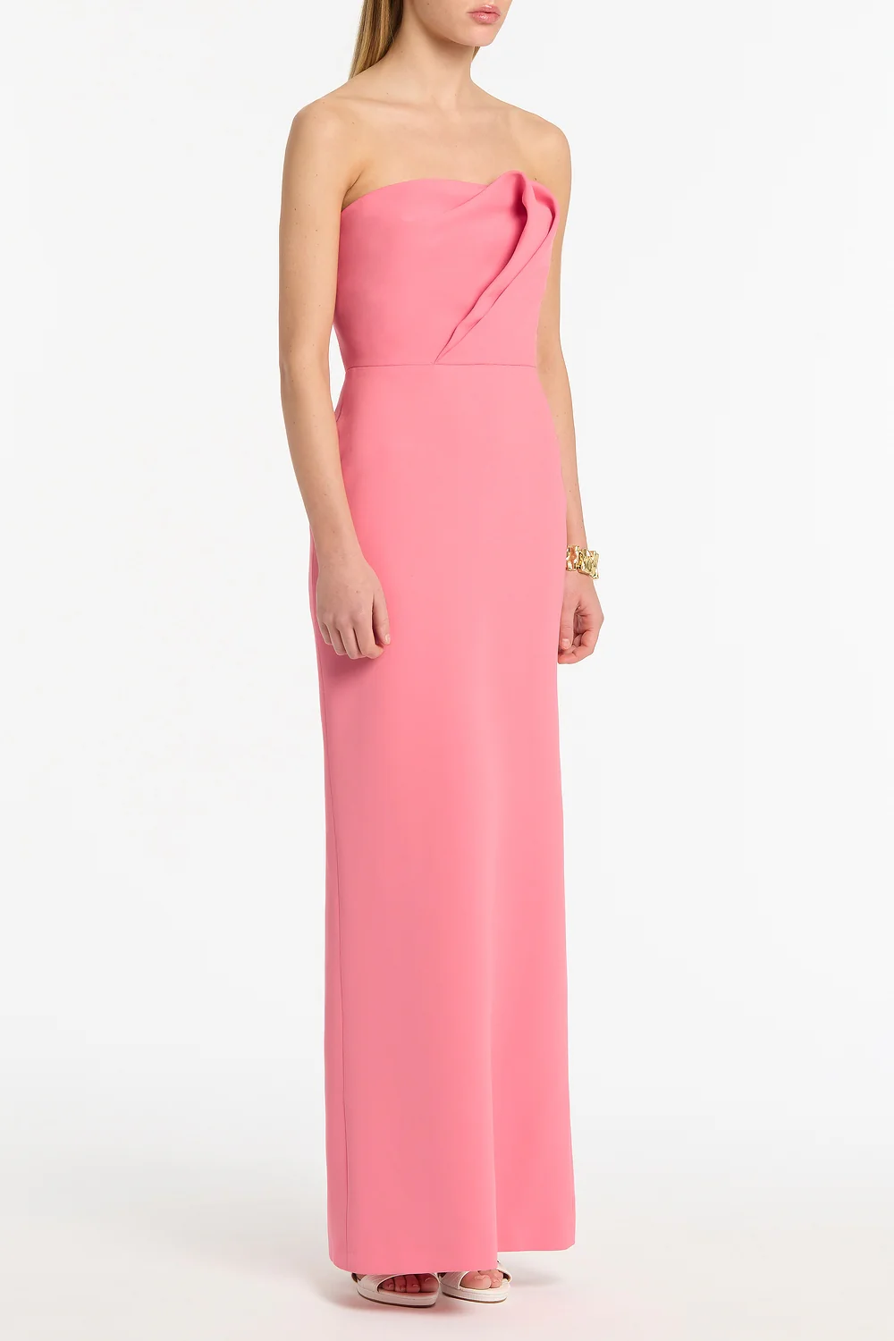 ROSE PINK CREPE SCULPTURAL GOWN - Image 2