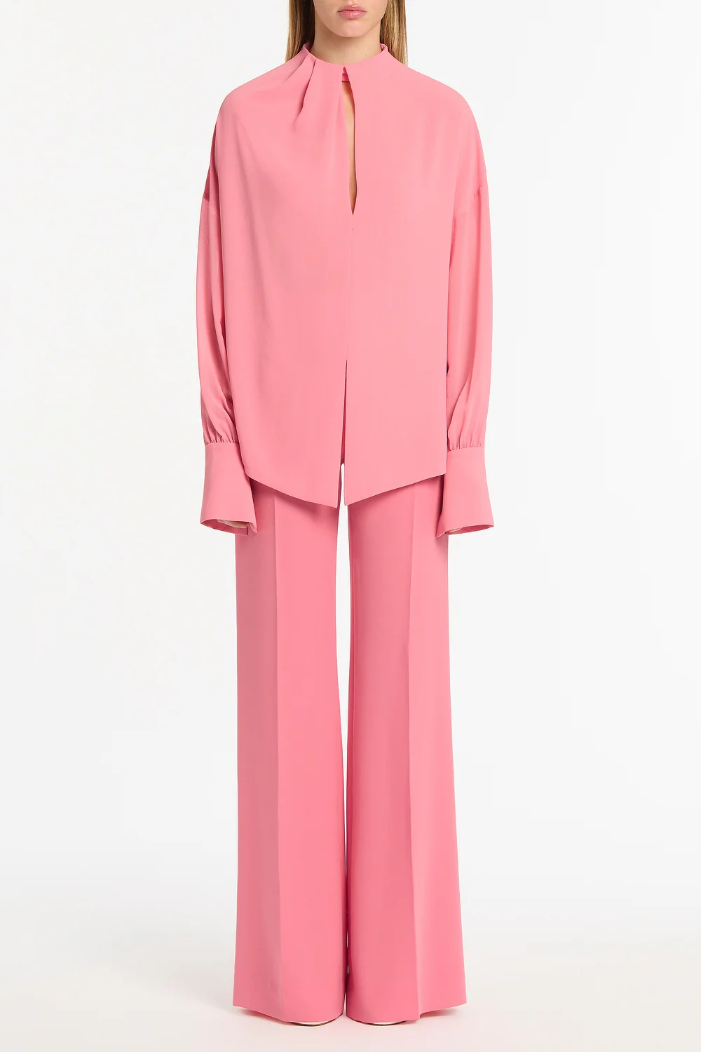 ROSE PINK GEORGETTE DROP SLEEVE BLOUSE