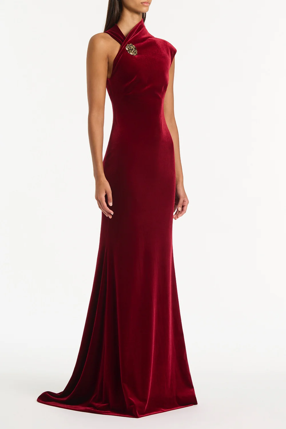 ROUGE VELVET BUTTON GOWN - Image 3